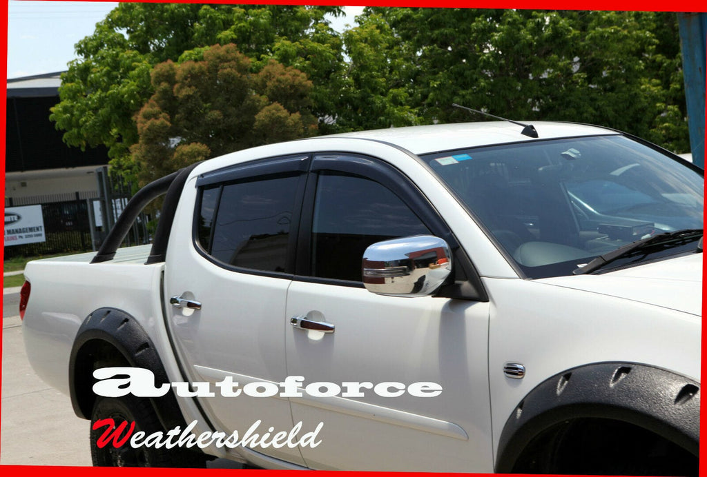 Installed View - Mitsubishi Triton ML / MN Dual Cab (2006-2015): Premium Window Visors
