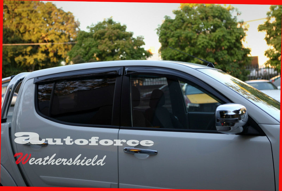 Installed View - Mitsubishi Triton ML / MN Dual Cab (2006-2015): Premium Window Visors