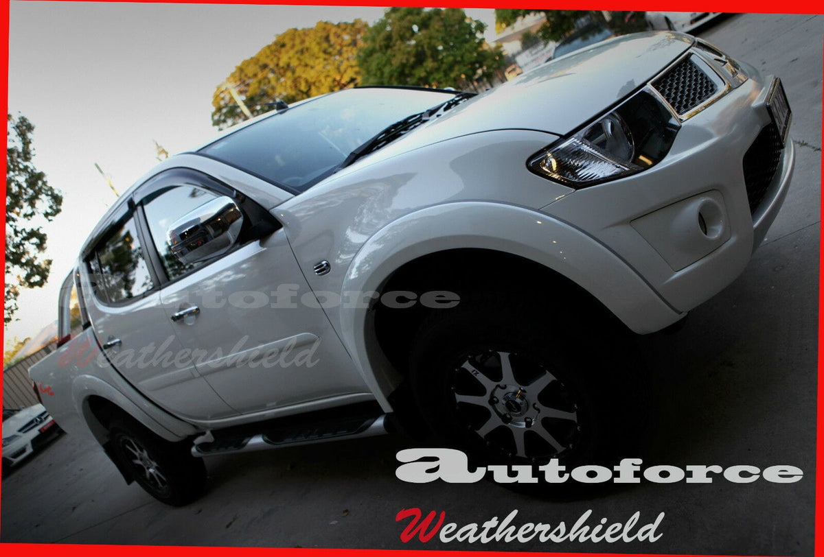 Installed View - Mitsubishi Triton ML / MN Dual Cab (2006-2015): Premium Window Visors
