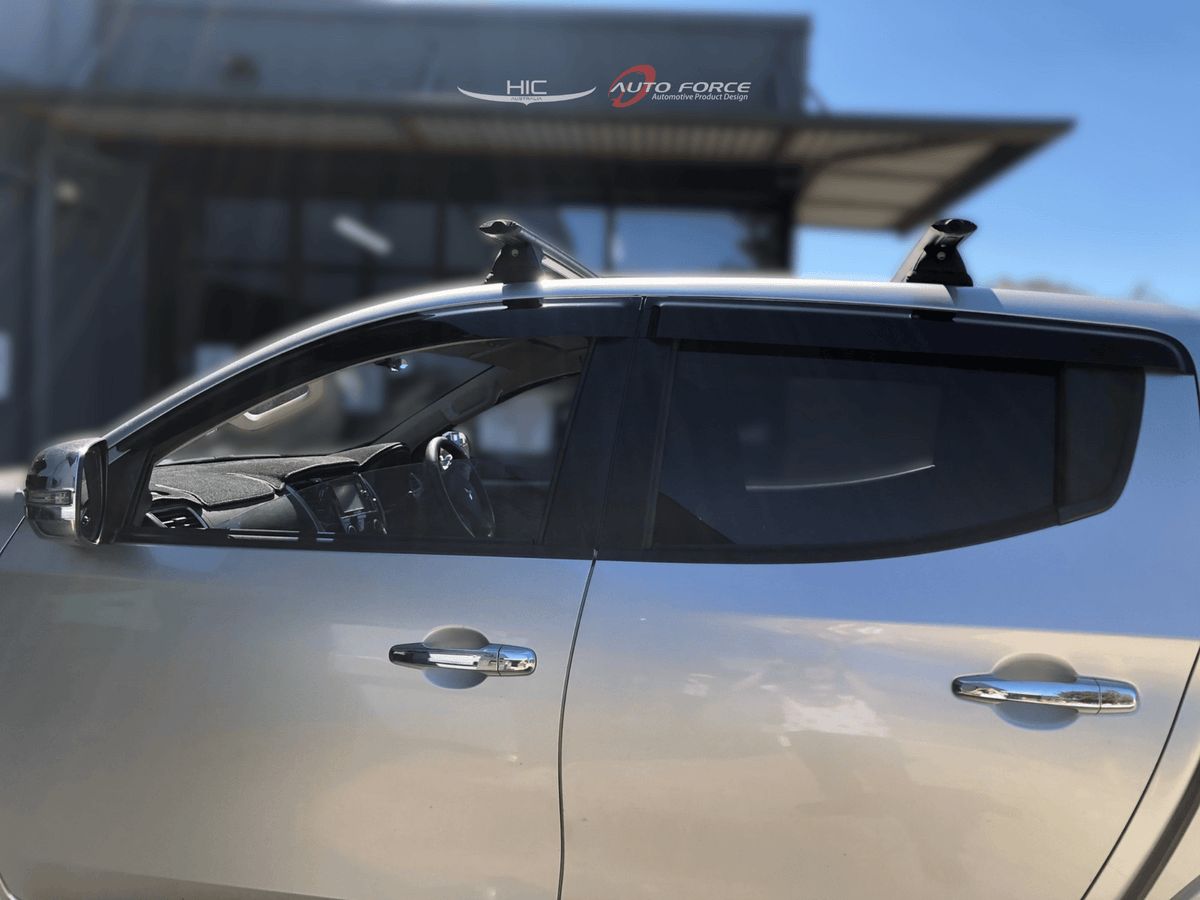 Installed View - Mitsubishi Triton MQ / MR Dual Cab (2015-2023): Premium Window Visors