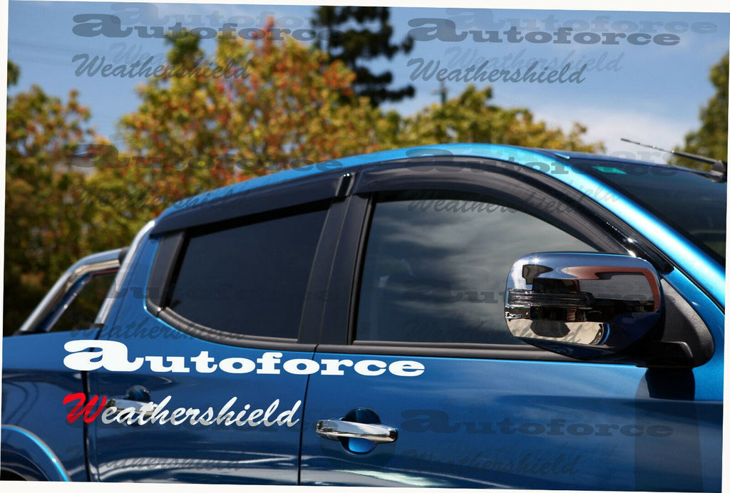 Installed View - Mitsubishi Triton MQ / MR Dual Cab (2015-2023): Premium Window Visors