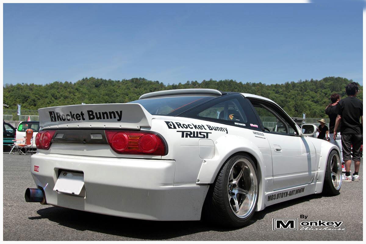 Installed View - Nissan 180SX: Rocket Bunny Style Rear Boot Drift Wing
