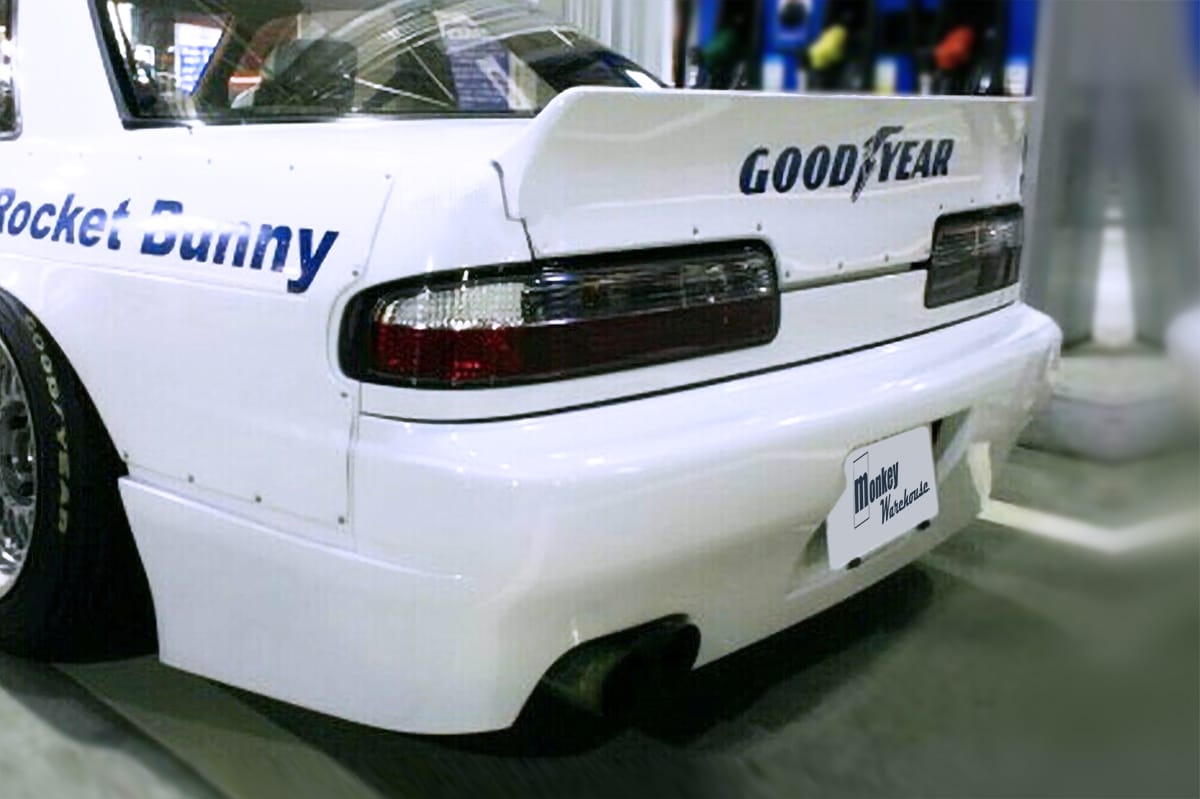 Installed View - Nissan 200SX S13: Rocket Bunny Style Rear Boot Drift Wing