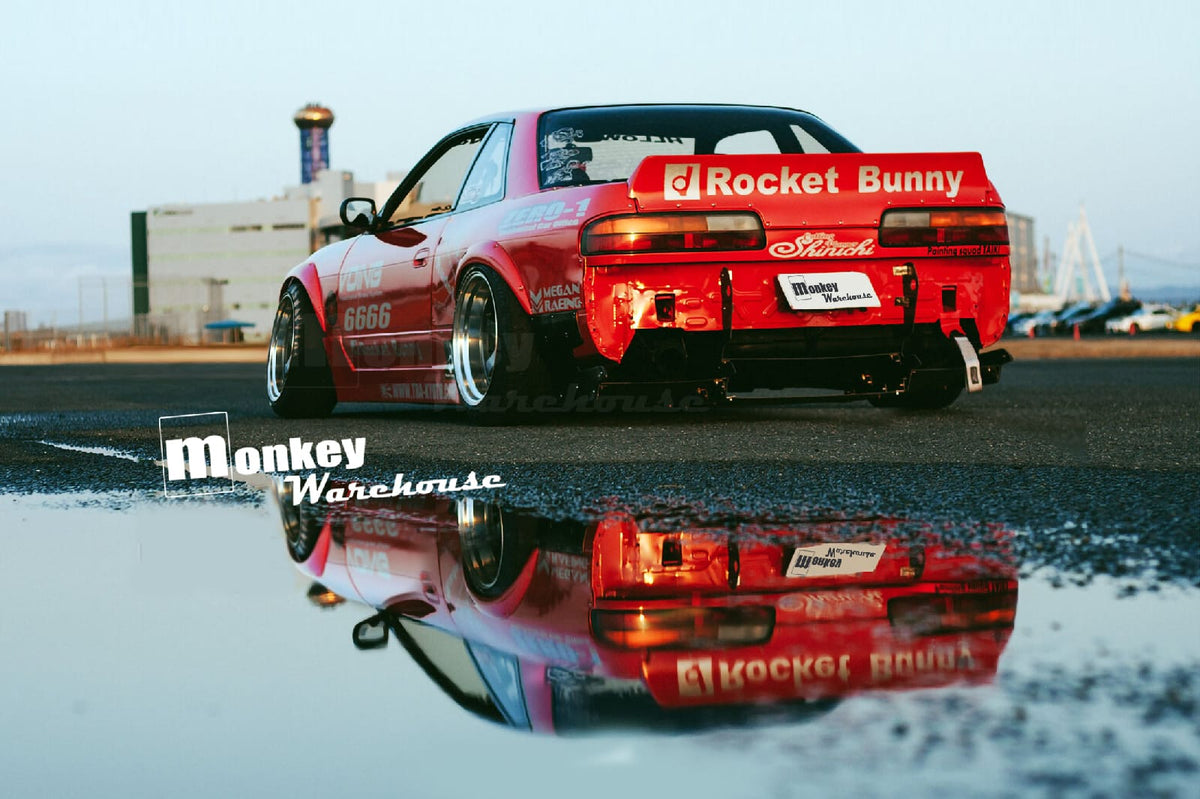 Installed View - Nissan 200SX S13: Rocket Bunny Style Rear Boot Drift Wing