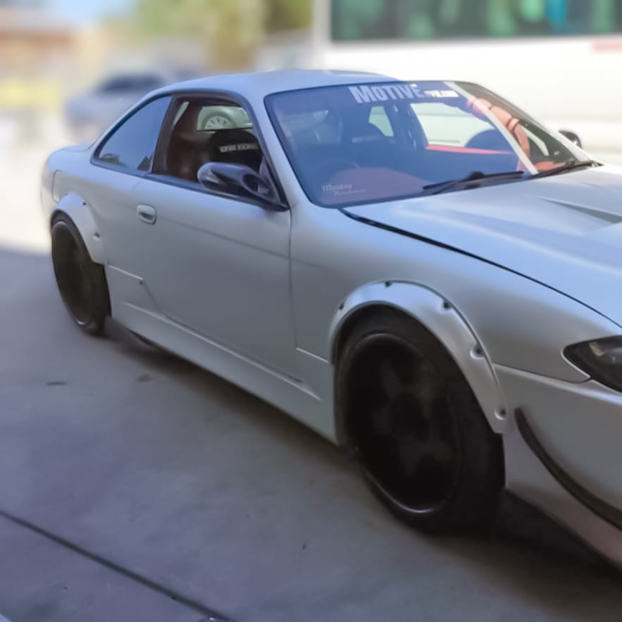 Installed View - Nissan 200SX S15: 4-Piece Wheel Flare Set