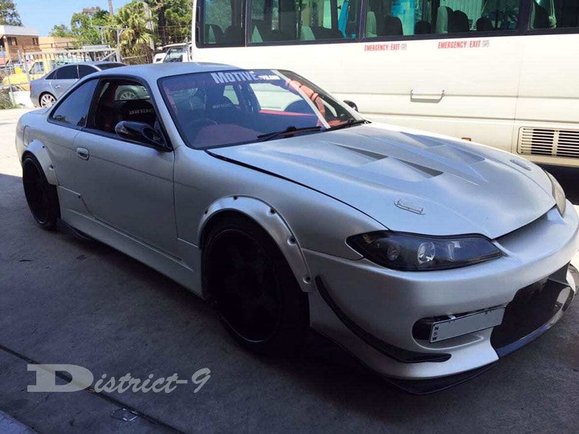 Installed View - Nissan 200SX S15: 4-Piece Wheel Flare Set