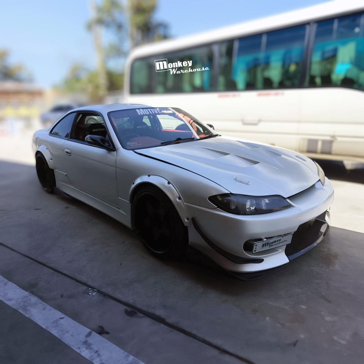 Installed View - Nissan 200SX S15: 4-Piece Wheel Flare Set