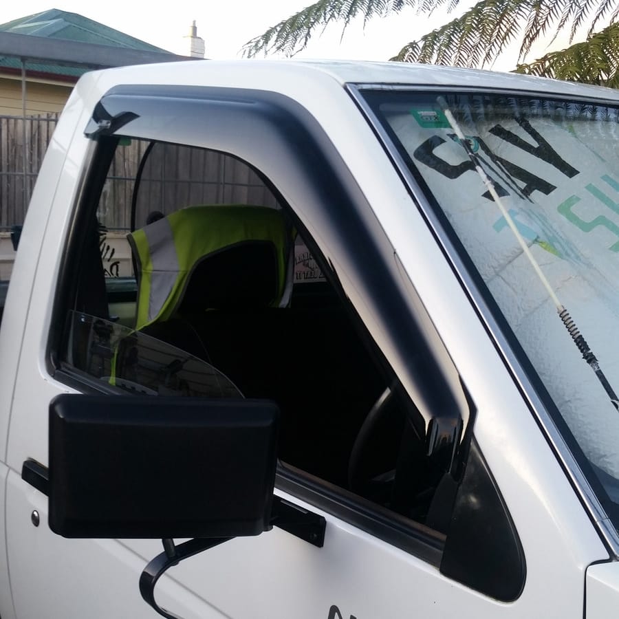 Installed View - Nissan Navara D21 (1986-1996): Premium Window Visors