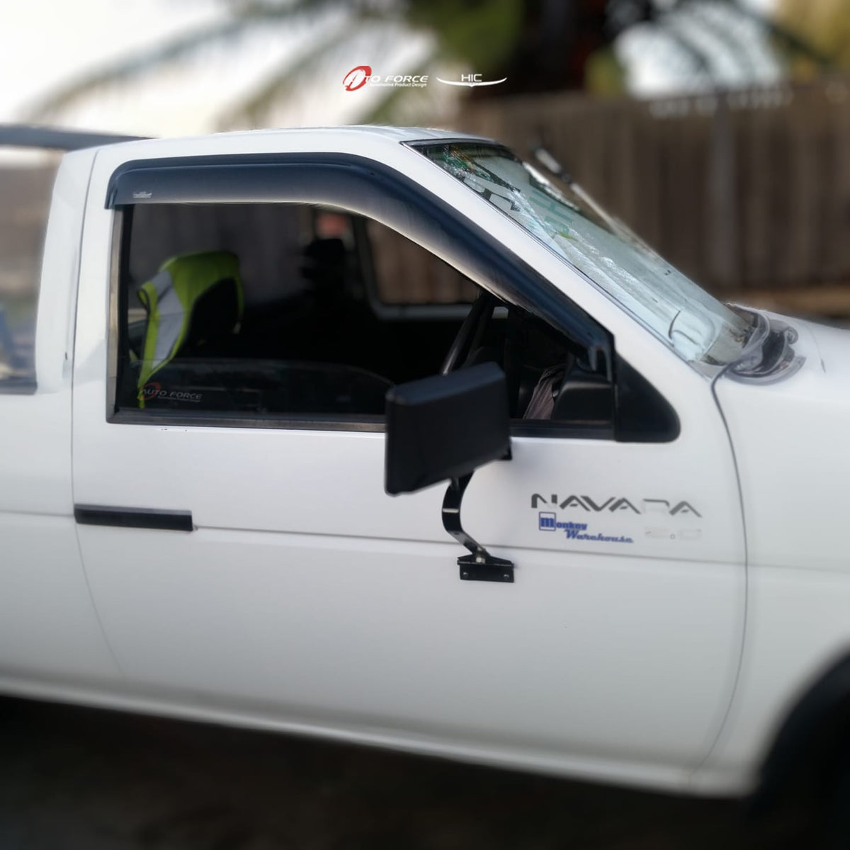 Installed View - Nissan Navara D21 (1986-1996): Premium Window Visors