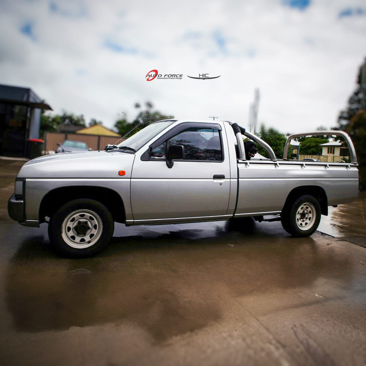 Installed View - Nissan Navara D21 (1986-1996): Premium Window Visors