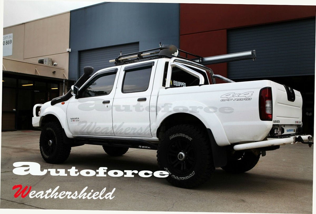 Installed View - Nissan Navara D22 Dual Cab Ute (1997-2017): Premium Window Visors