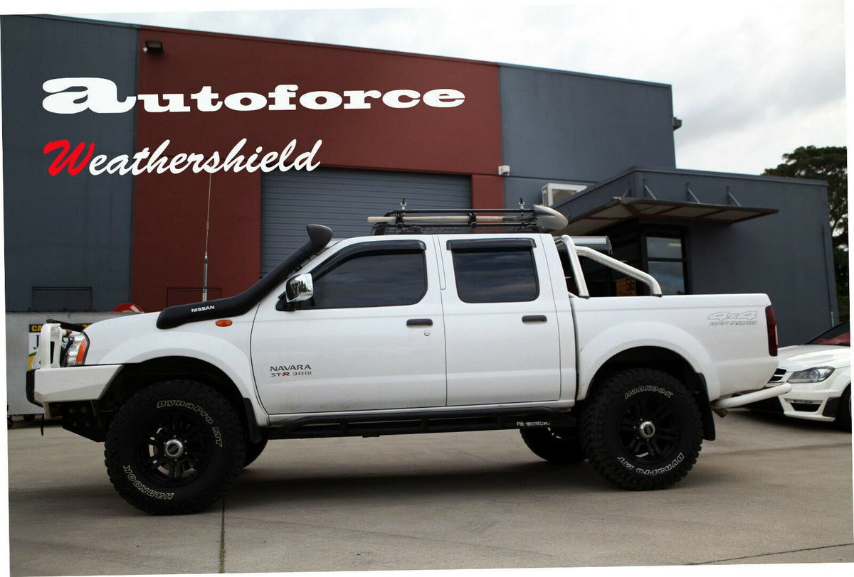 Installed View - Nissan Navara D22 Dual Cab Ute (1997-2017): Premium Window Visors
