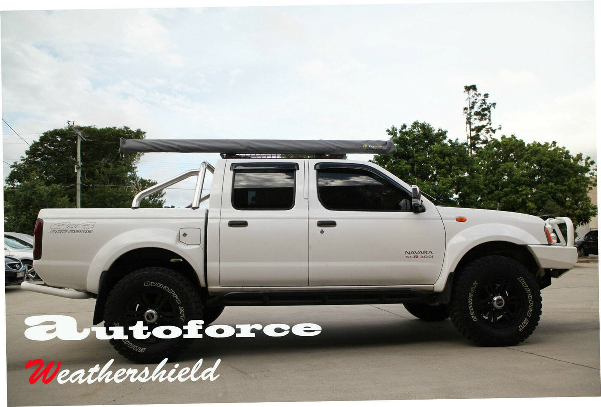 Installed View - Nissan Navara D22 Dual Cab Ute (1997-2017): Premium Window Visors