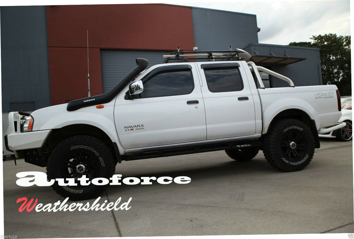 Installed View - Nissan Navara D22 Dual Cab Ute (1997-2017): Premium Window Visors