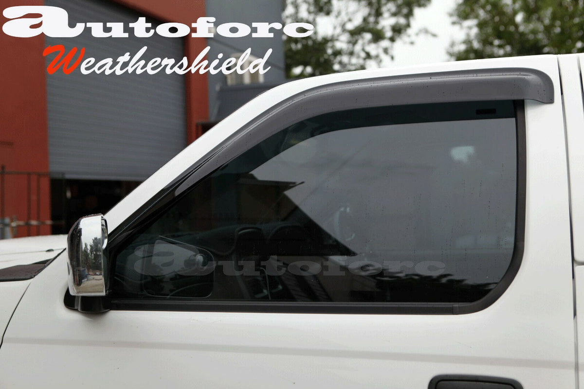Installed View - Nissan Navara D22 Dual Cab Ute (1997-2017): Premium Window Visors