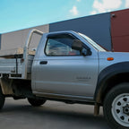 Installed View - Nissan Navara D22 Single Cab Ute (1997-2017): Premium Window Visors