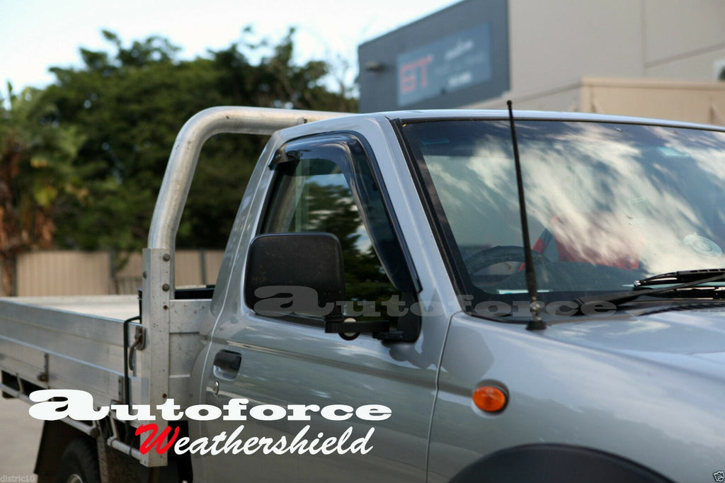 Installed View - Nissan Navara D22 Single Cab Ute (1997-2017): Premium Window Visors