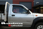 Installed View - Nissan Navara D22 Single Cab Ute (1997-2017): Premium Window Visors