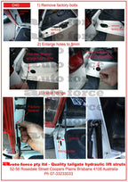 Installed View - Nissan Navara D40 (2005–2014): Tailgate Damper Kit