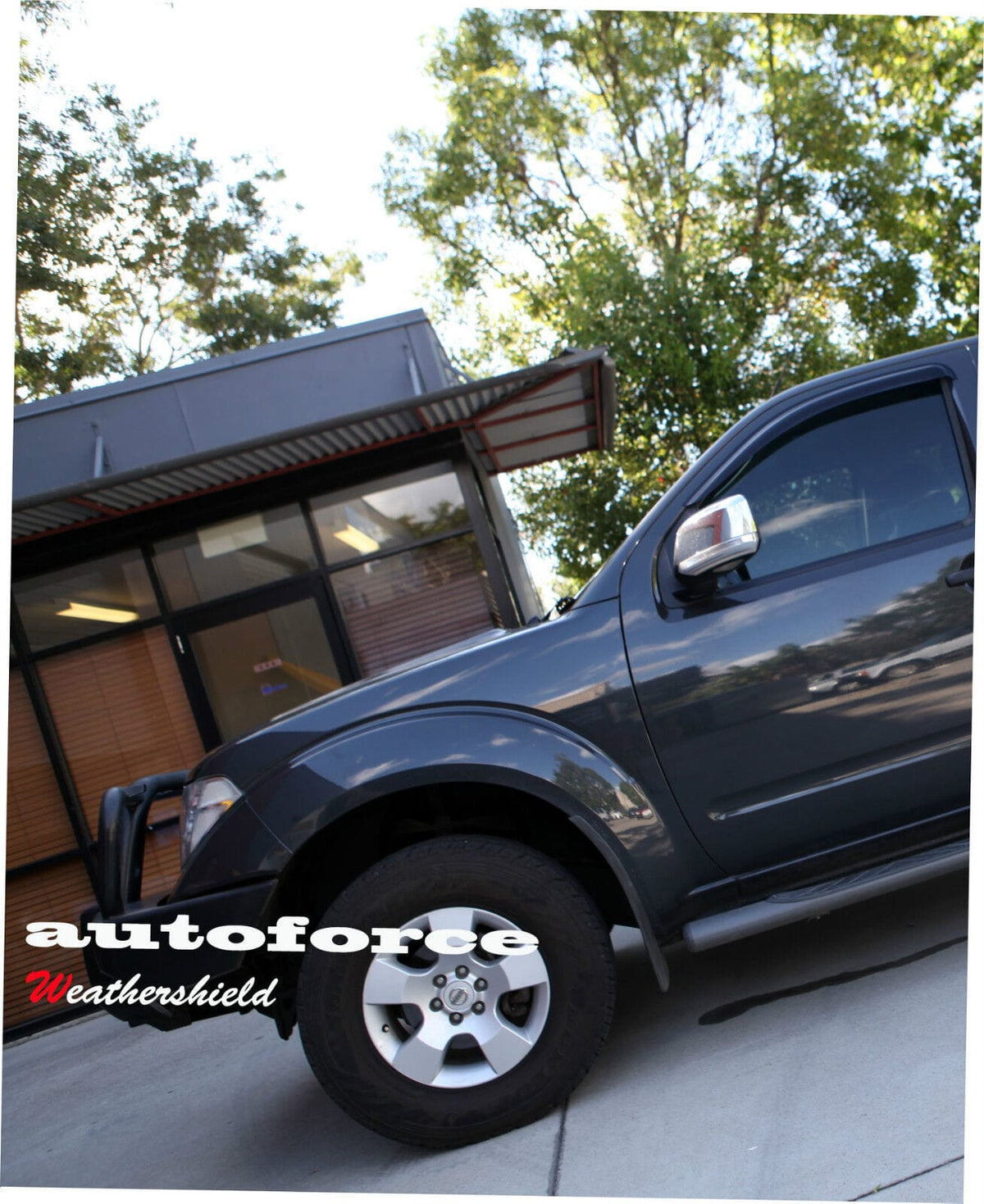 Installed View - Nissan Navara D40 Single Cab Ute (2005-2015): Premium Window Visors