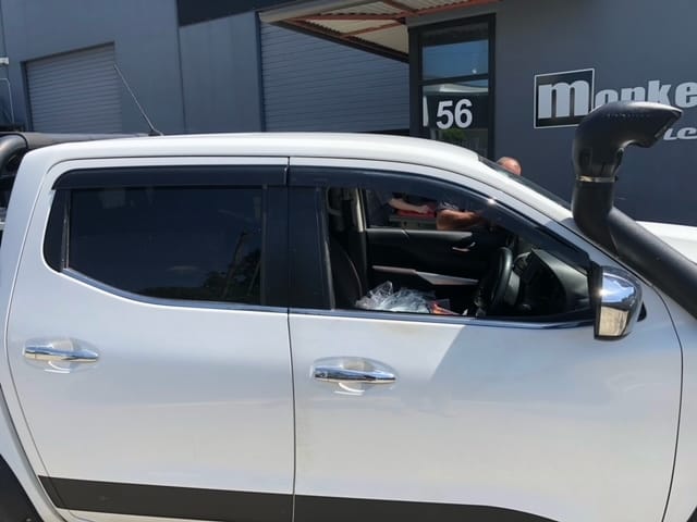 Installed View - Nissan Navara NP300 (2015-2025): Premium Window Visors