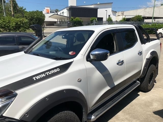 Installed View - Nissan Navara NP300 (2015-2025): Premium Window Visors