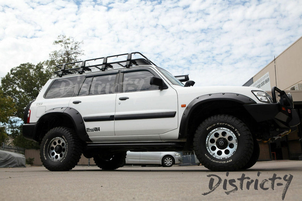 Installed View - Nissan Patrol GU Series 1-4: 4" Full Set Jungle Flares