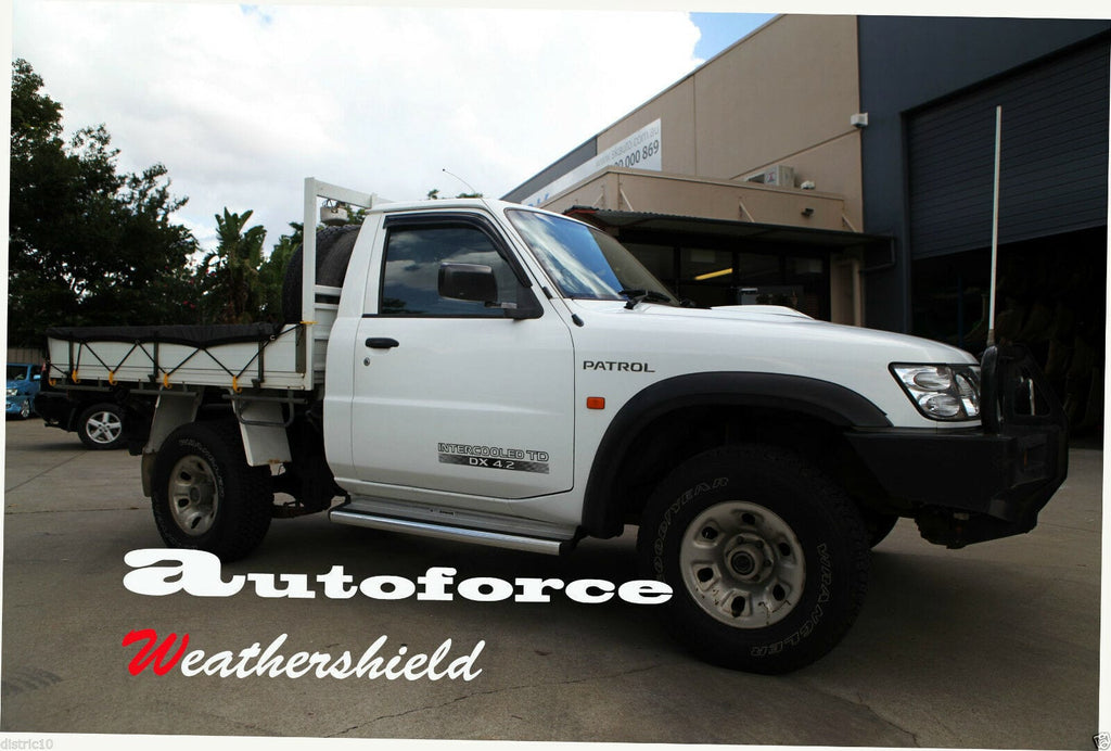 Installed View - Nissan Patrol GU Y61 Ute (2004-2015): Premium Window Visors