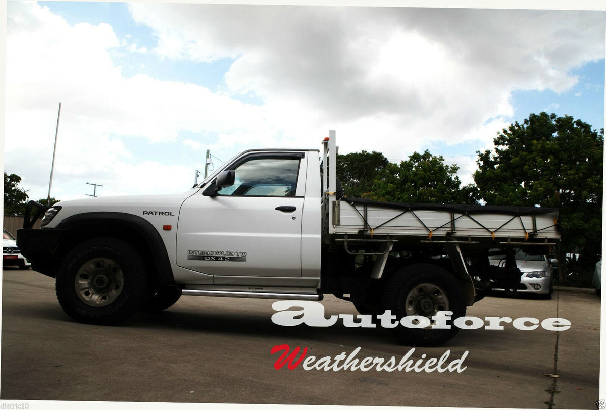 Installed View - Nissan Patrol GU Y61 Ute (2004-2015): Premium Window Visors