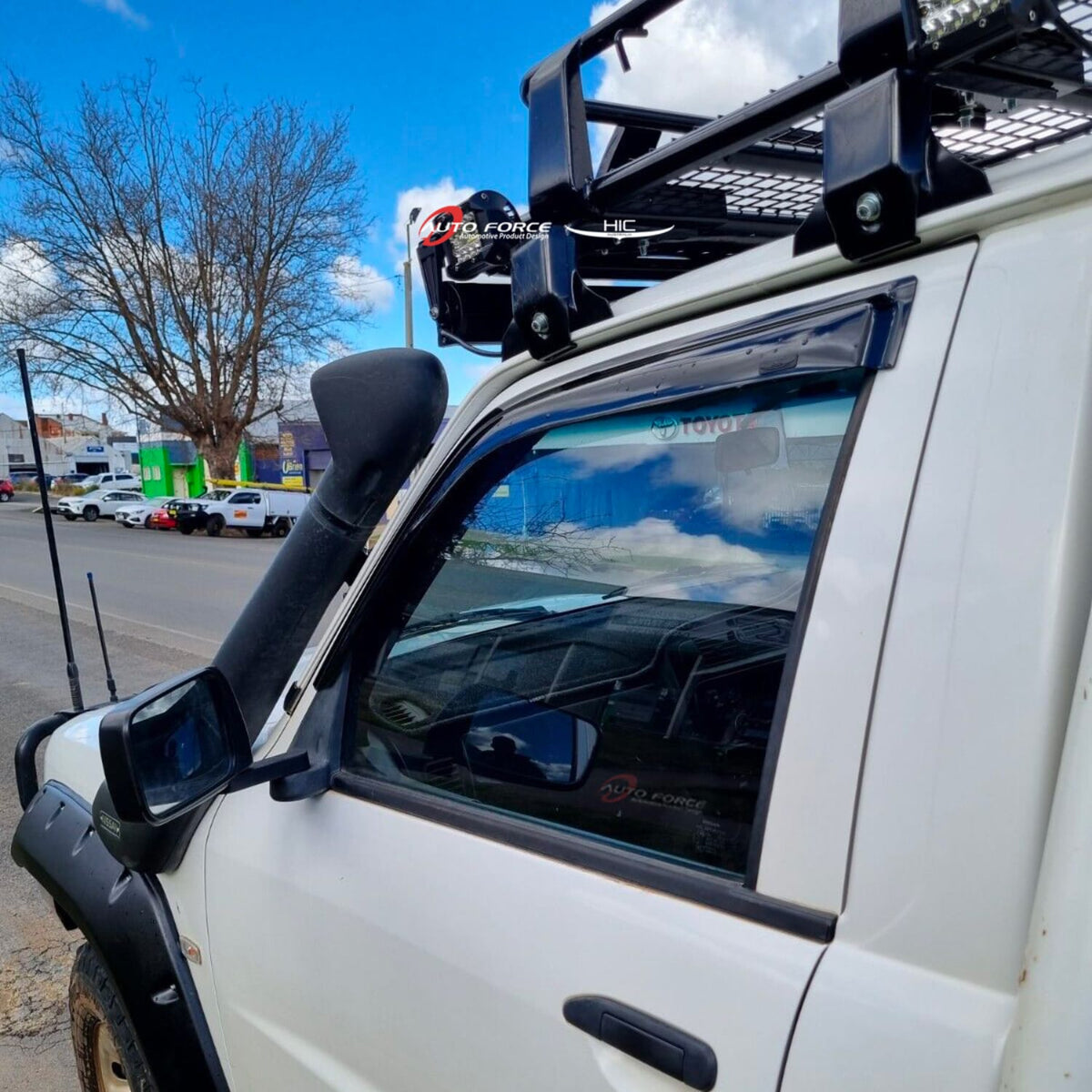 Installed View - Nissan Patrol GU Y61 Ute (2004-2015): Premium Window Visors