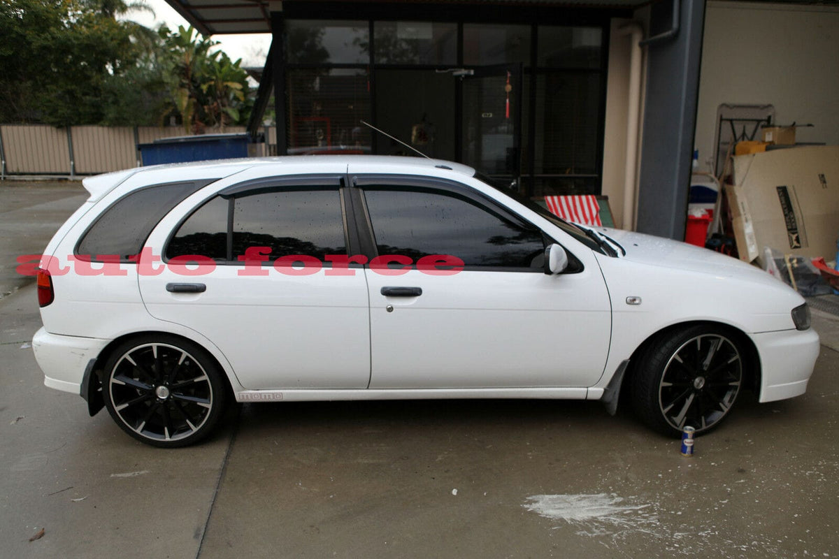 Installed View - Nissan Pulsar N15 Hatch (1993-2000): Premium Window Visors