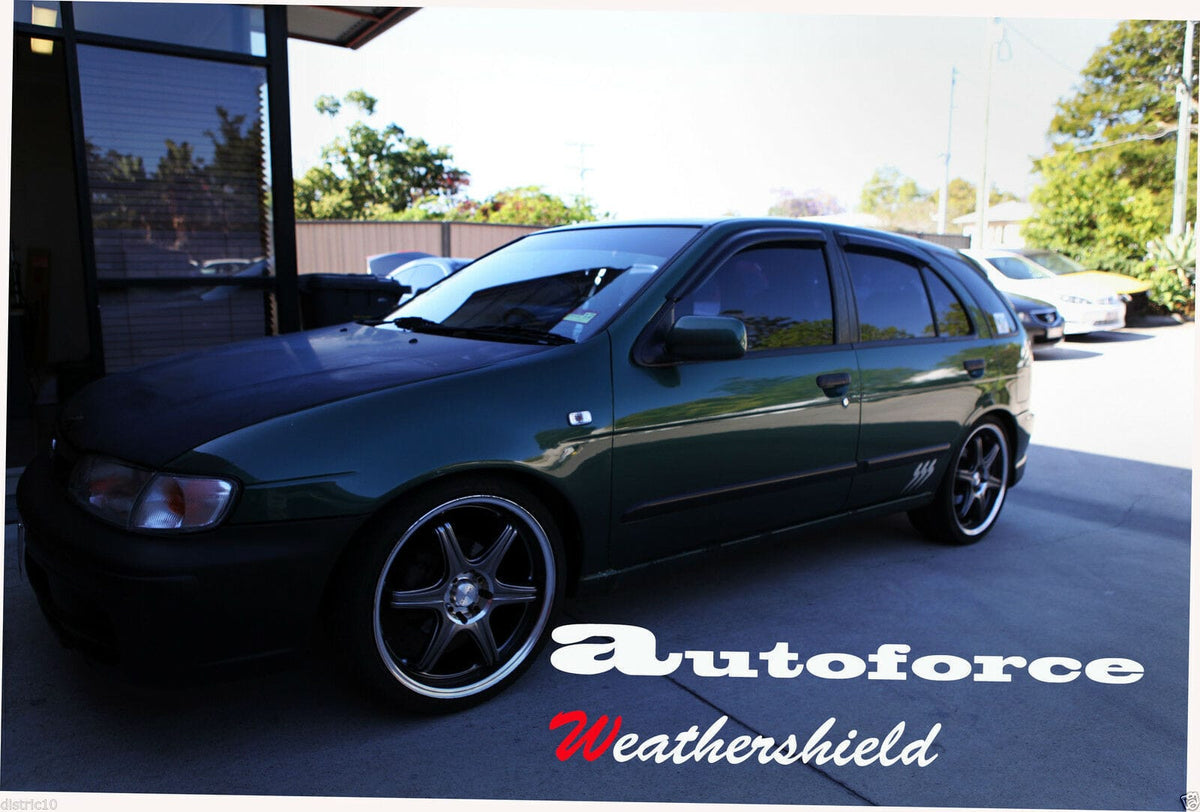Installed View - Nissan Pulsar N15 Hatch (1993-2000): Premium Window Visors
