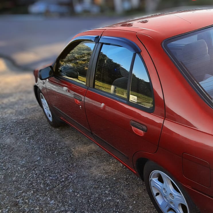 Installed View - Nissan Pulsar N15 Sedan (1993-2000): Premium Window Visors