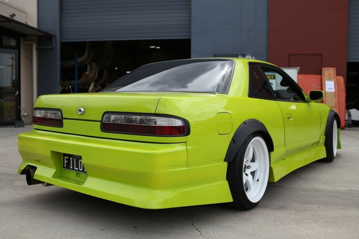 Installed View - Nissan Silvia S13: 4-Piece Wheel Flare Set