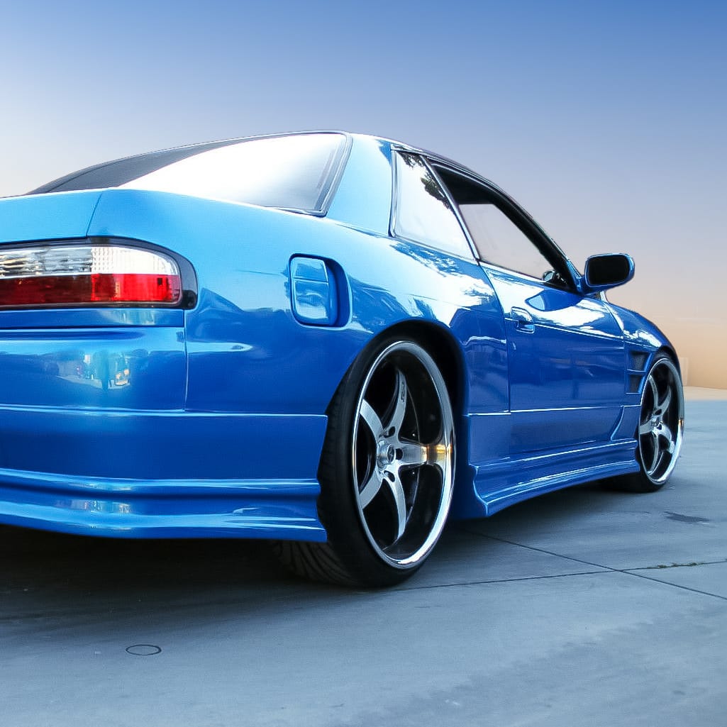 Installed View - Nissan Silvia S13: D-Max Style Side Skirts