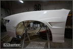 Installed View - Nissan Silvia S13: Rocket Bunny Style +25mm Front Vented Guards