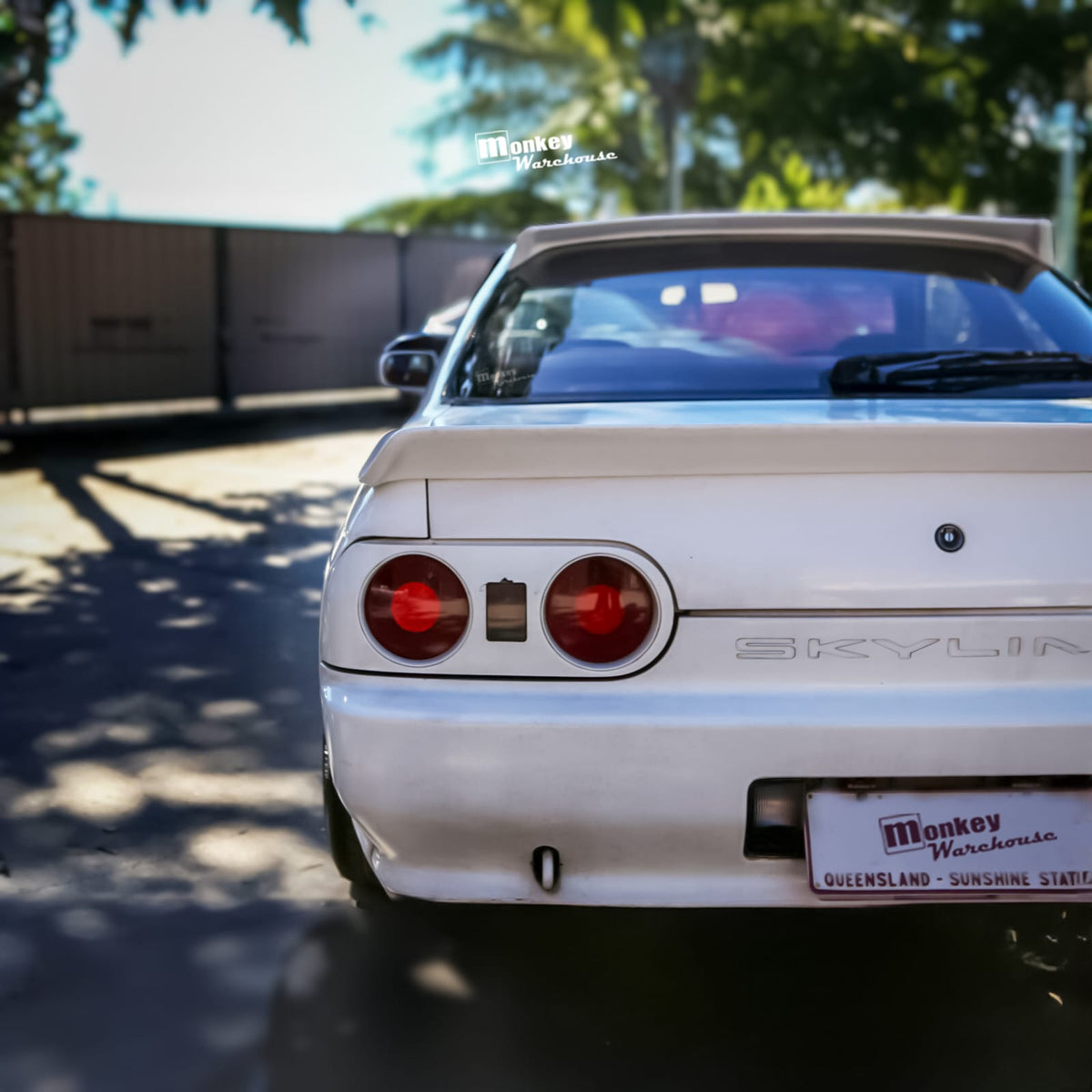 Installed View - Nissan Skyline R32 Sedan: D-Max Style Rear Roof Wing