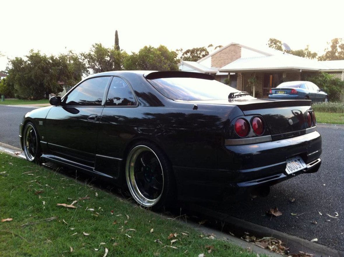 Installed View - Nissan Skyline R33 Coupe: JDM Rear Roof Drift Wing