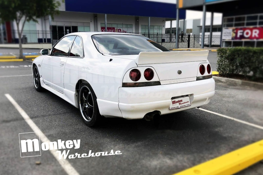 Installed View - Nissan Skyline R33: Rocket Bunny Style Rear Boot Drift Wing