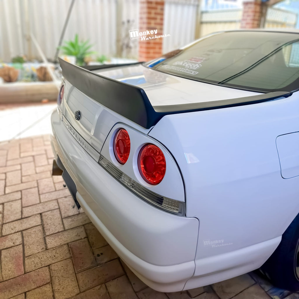 Installed View - Nissan Skyline R33: Rocket Bunny Style Rear Boot Drift Wing