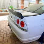 Installed View - Nissan Skyline R33: Rocket Bunny Style Rear Boot Drift Wing