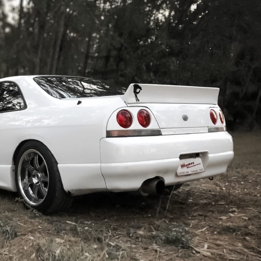 Installed View - Nissan Skyline R33: Rocket Bunny Style Rear Boot Drift Wing