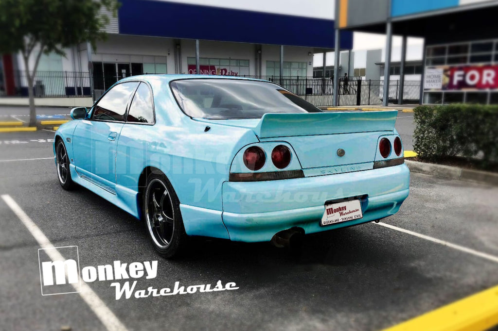 Installed View - Nissan Skyline R33: Rocket Bunny Style Rear Boot Drift Wing