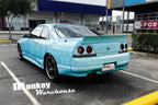 Installed View - Nissan Skyline R33: Rocket Bunny Style Rear Boot Drift Wing