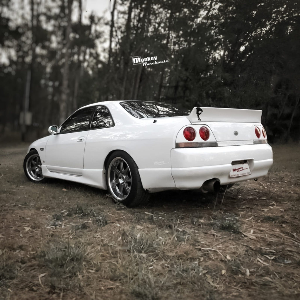 Installed View - Nissan Skyline R33: Rocket Bunny Style Rear Boot Drift Wing
