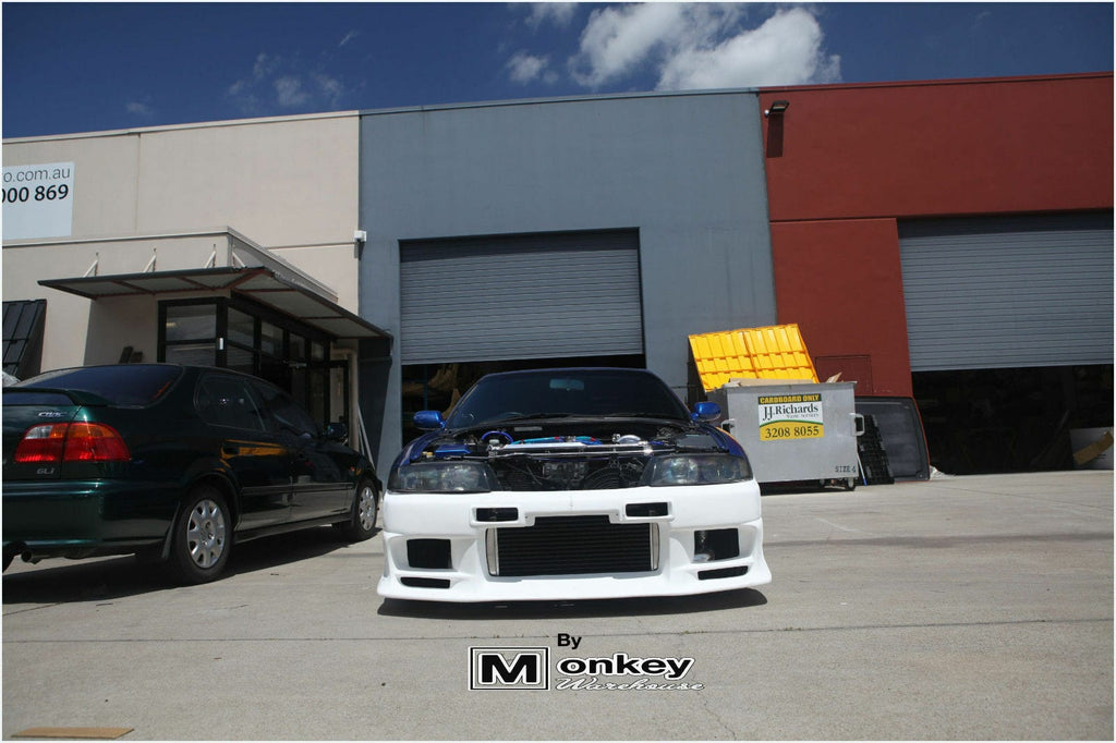Installed View - Nissan Skyline R33 S1: Top Secret Style Front Bumper