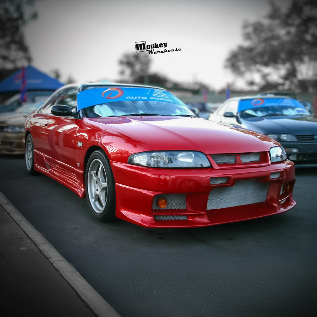Installed View - Nissan Skyline R33 S1: Top Secret Style Front Bumper
