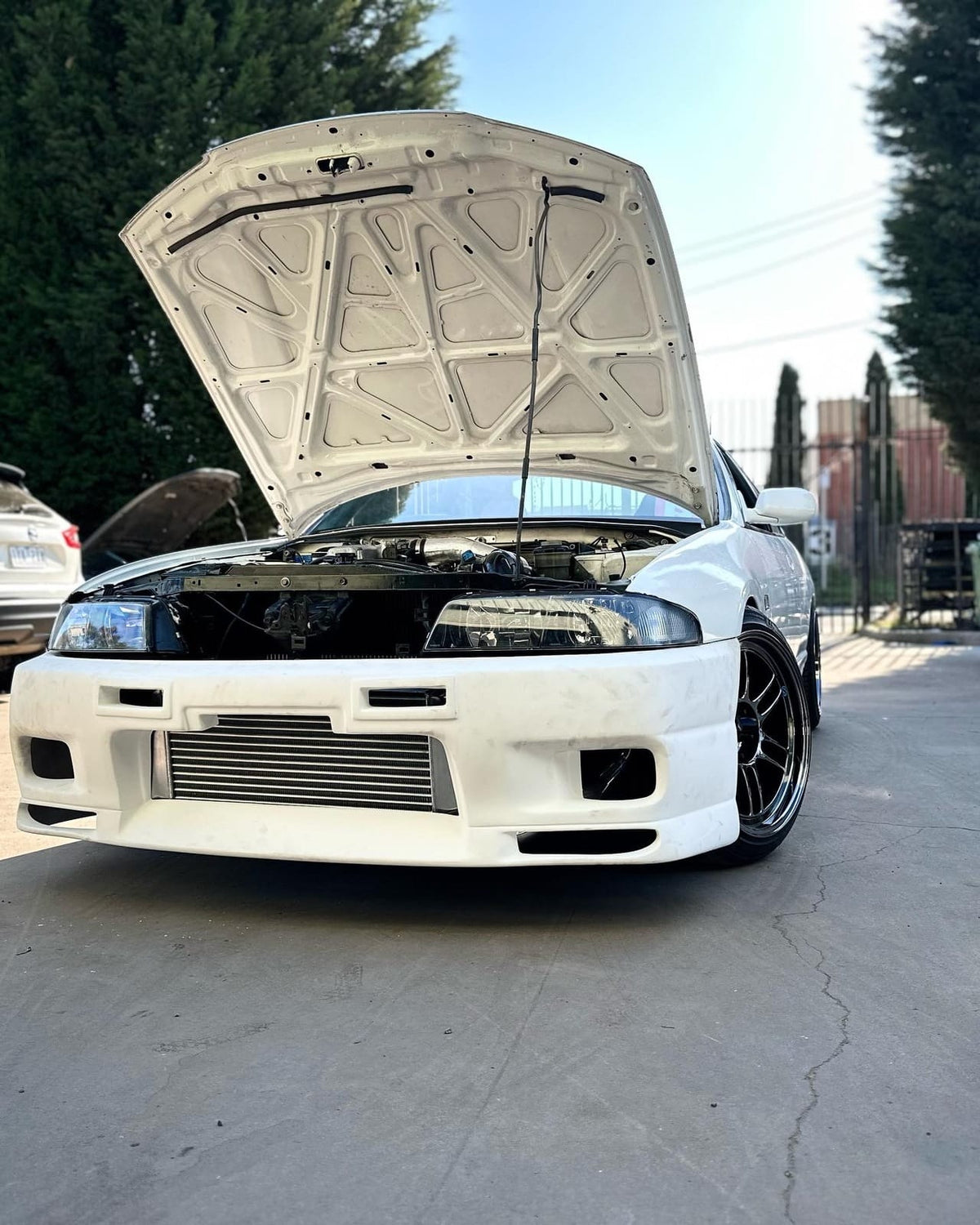 Installed View - Nissan Skyline R33 S2: GTR Style Front Bumper