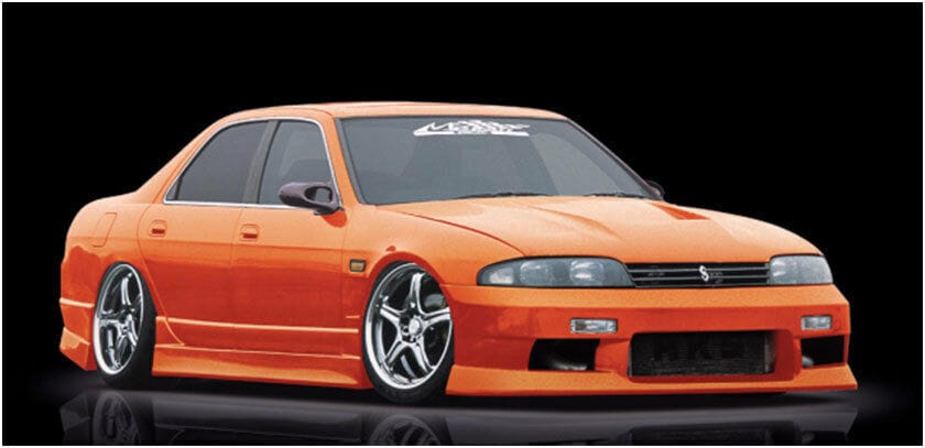 Installed View - Nissan Skyline R33 Sedan: M-Sport Style Side Skirts