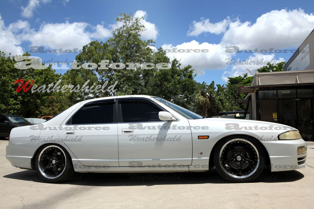 Installed View - Nissan Skyline R33 Sedan: Premium Window Visors